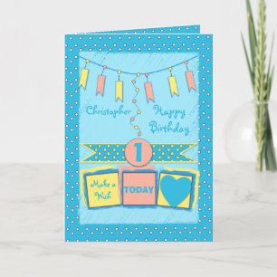 For kids little boy age Birthday greeting Card