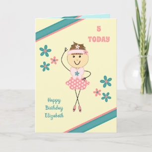 For kids Pink any age ballerina birthday greeting Card