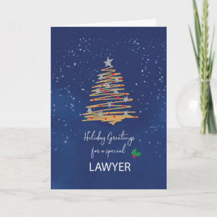For Lawyer Christmas Tree on Navy Card