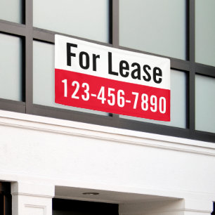 For Lease Big Digits Phone Number Red White Black Banner