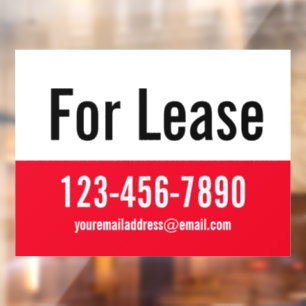 For Lease Red White and Black Text Phone Number
