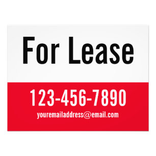 For Lease Red White and Black Text Phone Number Photo Print