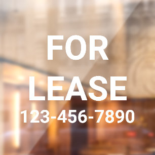 FOR LEASE Sign with Phone Number Window Cling