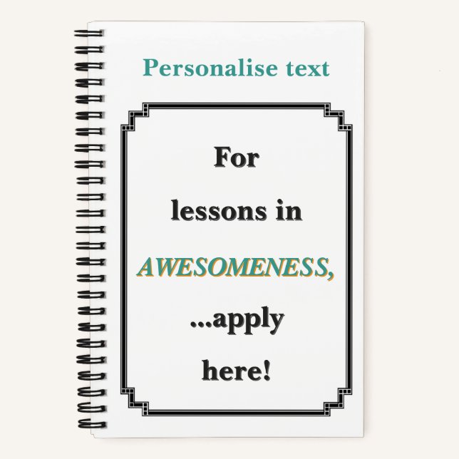 For Lessons in Awesomeness Notebook (Front)