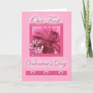 for Life Partner First Valentine's Day Pink Daisy Holiday Card