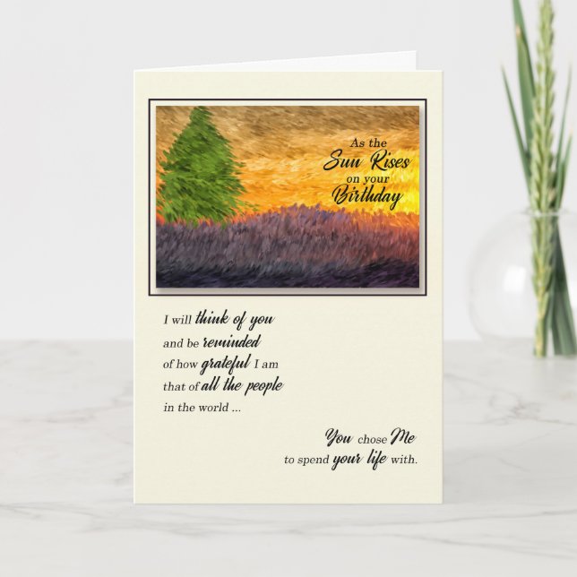 for Life Partner Romantic Sunset Birthday Card (Front)