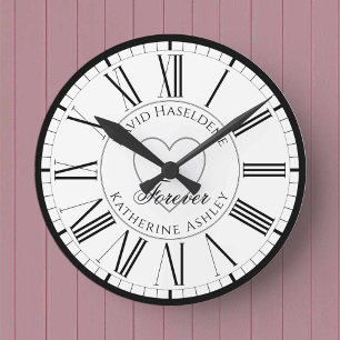 For Lovers in Love - a Forever Personalised Round Clock