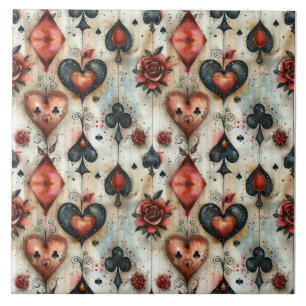 For lovers of card games. Playing card symbols. Ceramic Tile