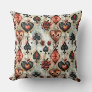 For lovers of card games. Playing card symbols. Cushion