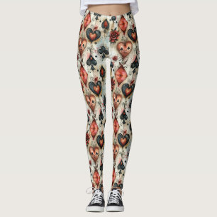 For lovers of card games. Playing card symbols. Leggings