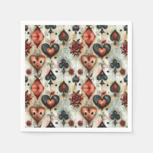 For lovers of card games. Playing card symbols. Napkin