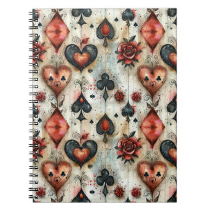 For lovers of card games. Playing card symbols. Notebook
