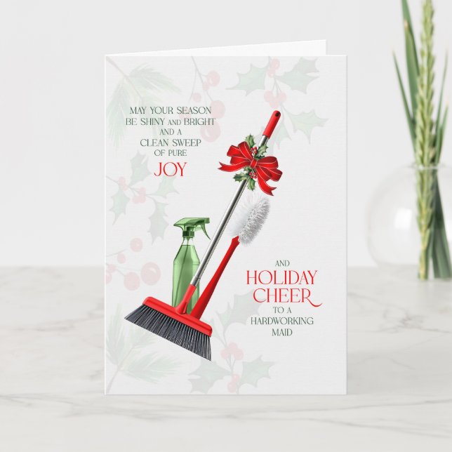 for Maid Clean Sweep of Pure Joy and Cheer Holiday Card (Front)