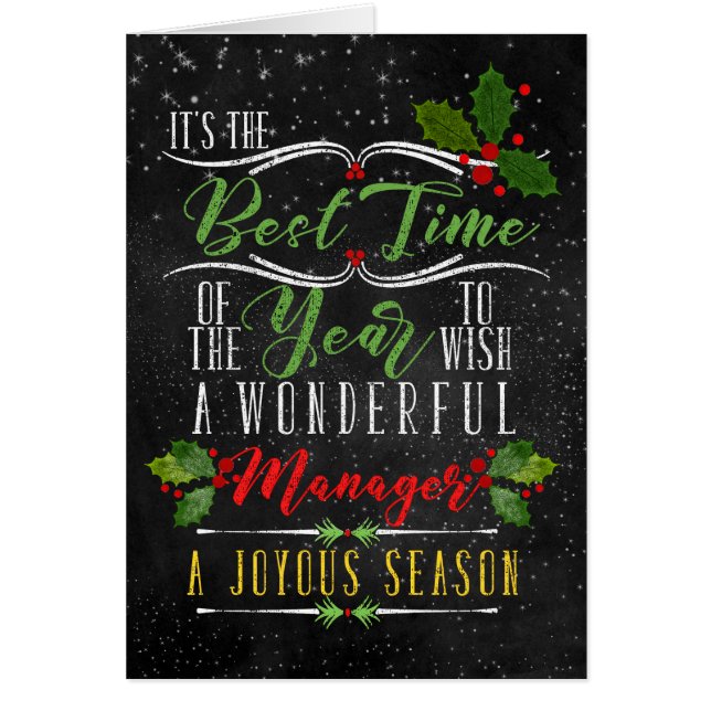 for Manager Best Time of Year Christmas Chalk (Front)
