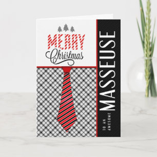 for Masseuse Merry Christmas Masculine Necktie Holiday Card