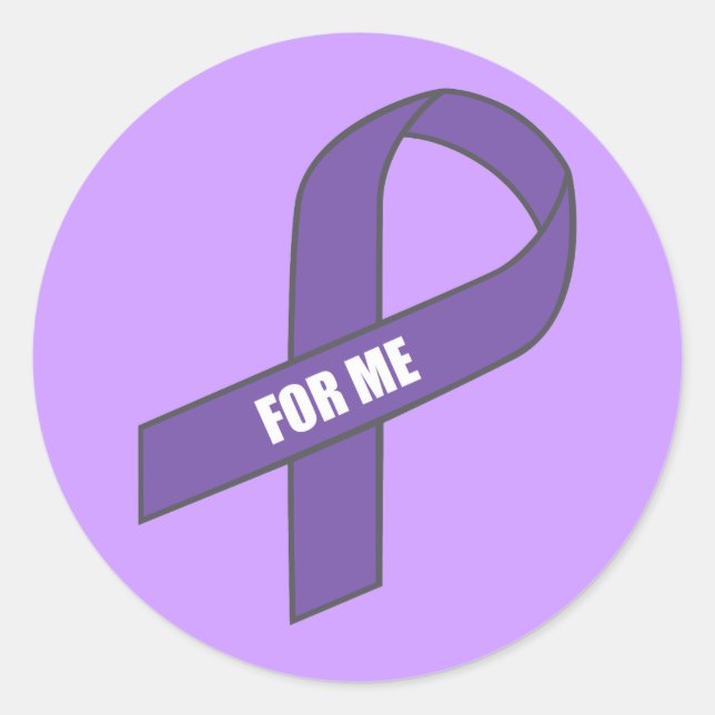 For Me (Purple Ribbon) Classic Round Sticker (Front)