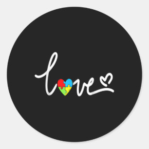 For Men Women Autism Awareness Tee Plus Size Classic Round Sticker