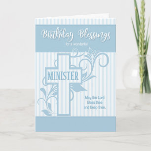 for Minister's Birthday Cross Blue with Scripture Card