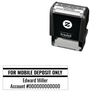 For Mobile Deposit Only and Bank Account Number Self-inking Stamp