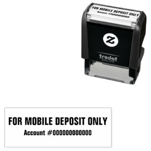 For Mobile Deposit Only and Bank Account Number Self-inking Stamp