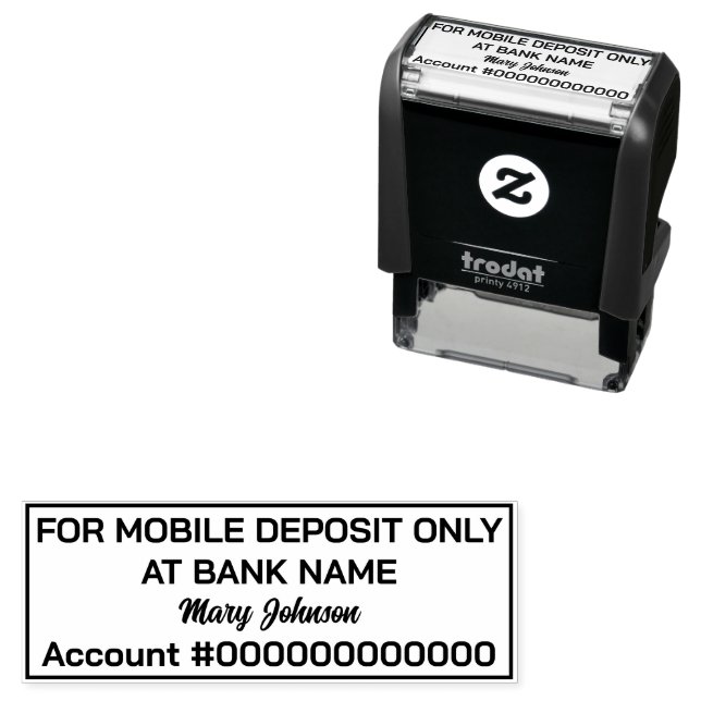 For Mobile Deposit Only Bank Account Cursive Name Self-inking Stamp (In Situ)