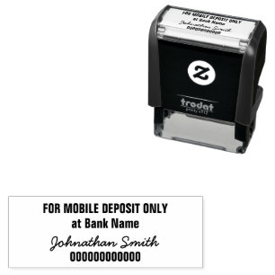 For Mobile Deposit Only Bank Account Cursive Name Self-inking Stamp