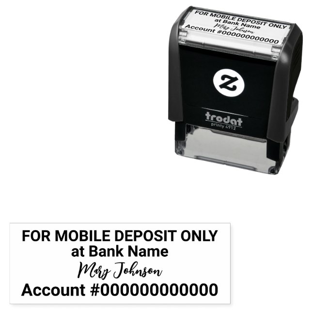 For Mobile Deposit Only Bank Acct Name "Signature" Self-inking Stamp (In Situ)