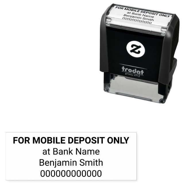 For Mobile Deposit Only Bank Name Account for App Self-inking Stamp (In Situ)