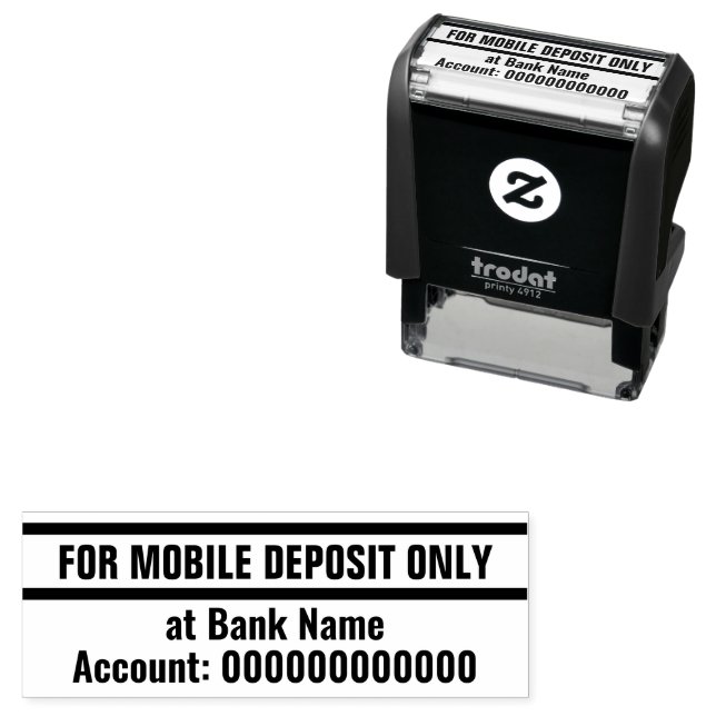 For Mobile Deposit Only Bold Bank Name Account No. Self-inking Stamp (In Situ)