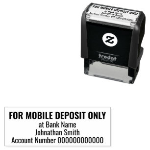 For Mobile Deposit Only (Bold) Bank Name Account Self-inking Stamp