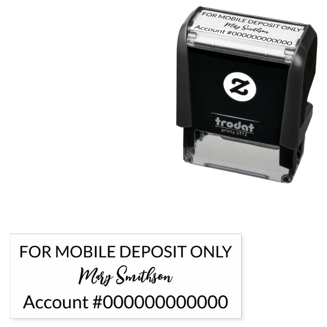 For Mobile Deposit Only Cursive Name Bank Account Self-inking Stamp (In Situ)