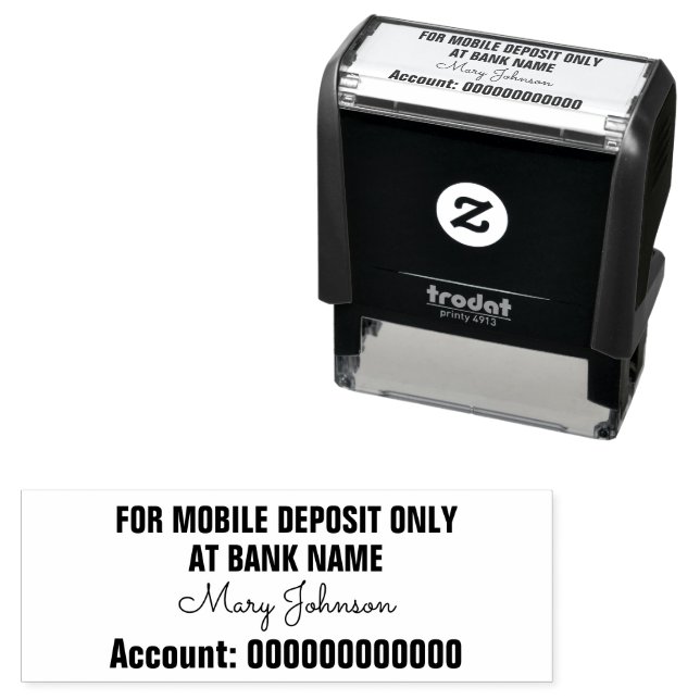For Mobile Deposit Only Signature Bank Name Acct. Self-inking Stamp (In Situ)
