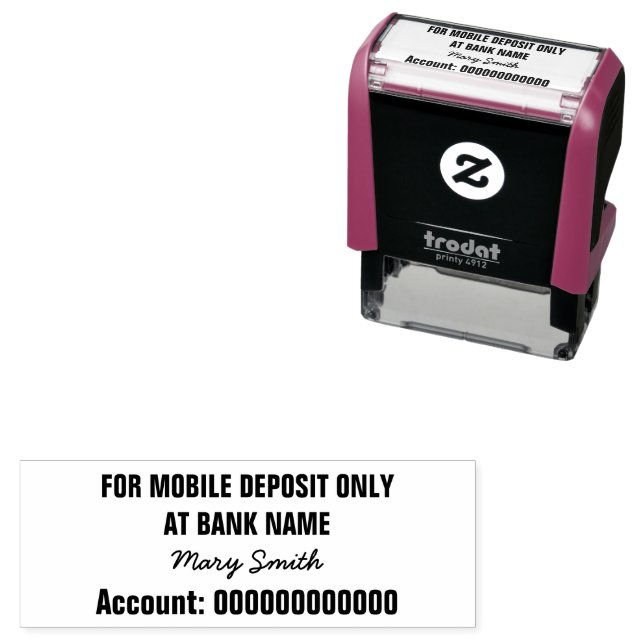 For Mobile Deposit Only Signature Name Bank Acct Self-inking Stamp (In Situ)