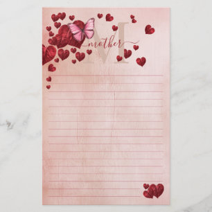 For Mom Butterfly Heart-Shaped Leaves Bouquet Stationery