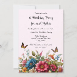 For Mother Happy Birthday Party Invitation