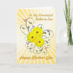For Mother-in-Law Mother's Day with yellow flowers Card