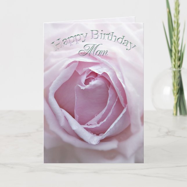 For mum, a Birthday card with a pink rose (Front)