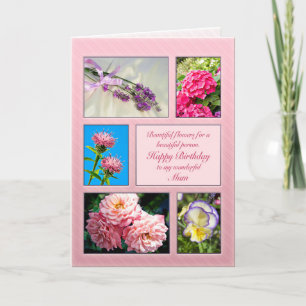 For mum, beautiful flowers birthday card