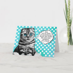 for Mum Funny Birthday Cartoon Cat and Joke Holiday Card