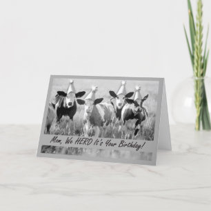 For Mum Funny Birthday Cows in Hats Card
