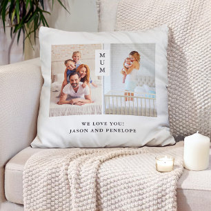 For Mum   Modern Two Photo Grid Cushion