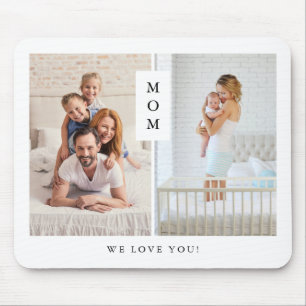 For Mum   Modern Two Photo Grid Mouse Pad