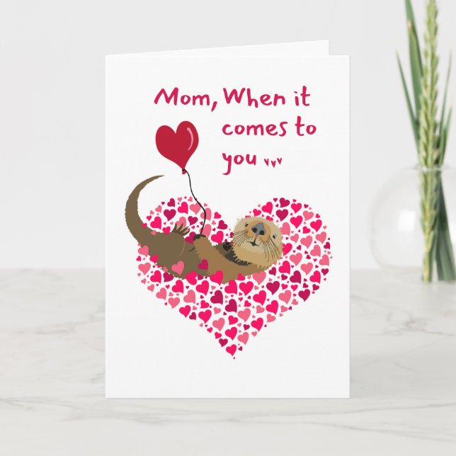 For Mum Otter Valentine’s Day in Heart Pool Card (Front)
