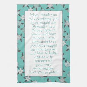 For Mum Personalised With Your Own Words of Love Tea Towel