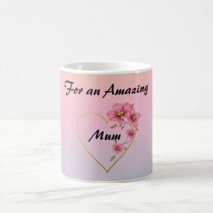 For Mum Pink Floral Gold Heart Mother's day Coffee Mug