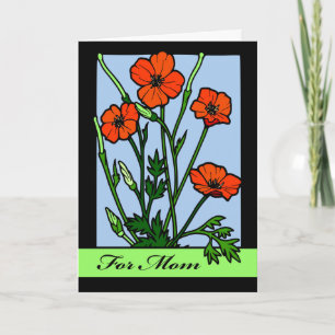 For Mum, Red Poppies for Happy Birthday Card