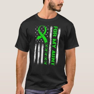 For My Aunt Lymphoma Awareness Flag Green Ribbon T-Shirt
