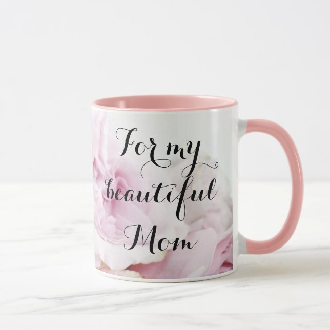 For My Beautiful Mum Pretty in Pink Rose Floral Mug (Right)