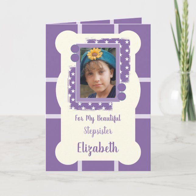For my beautiful Stepsister purple and lilac photo Card (Front)