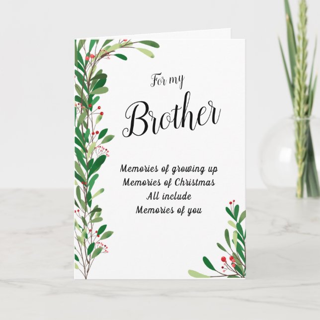 For My Brother Holiday Berry Botanical Christmas Card (Front)